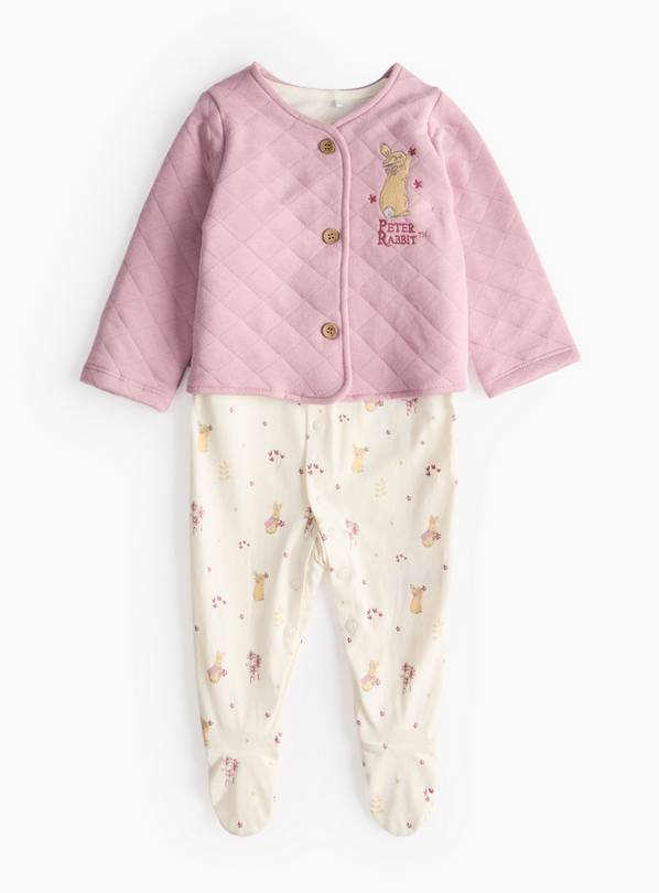 Pink Peter Rabbit Sleepsuit & Jacket Set Up to 1 mth